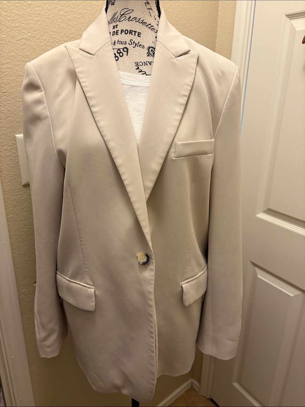 Ba&sh Light Cream Single-Button Lady Jacket size L A103 - Picture 7 of 7